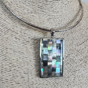 Shell Pendant Mosaic Sterling silver Mother of Pearl NWT